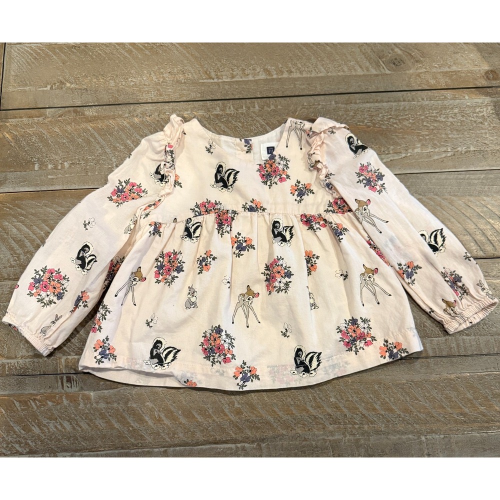 Baby Gap Disney Bambi Pink Floral Long Sleeve Top – Size 18–24 Months‎